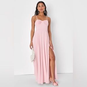 Cause for Commotion Light Pink Pleated Bustier Maxi Dress